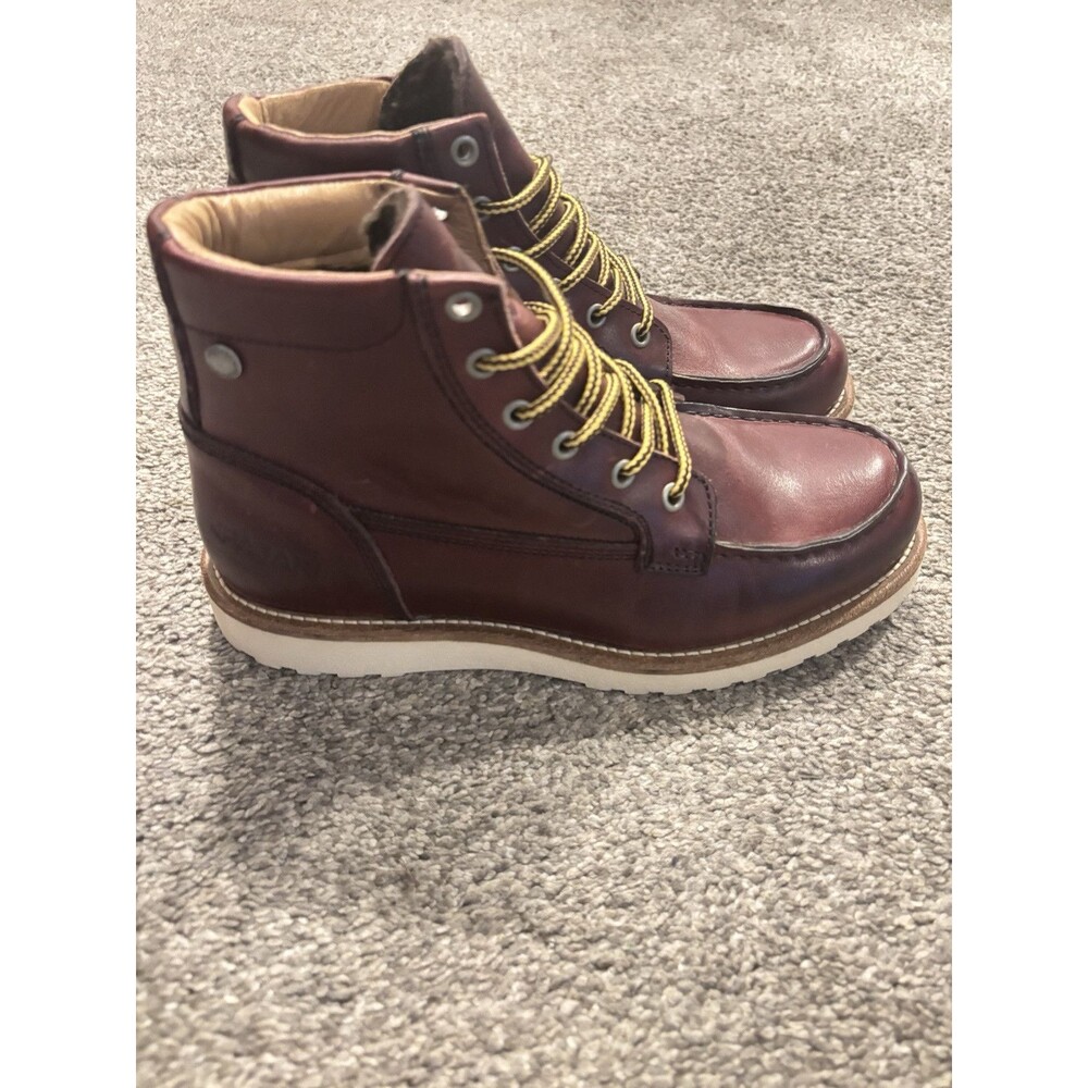 PAJAR Oxblood Logger Faux Fur Waterproof‎ Leather Boots Mens 41 US 8-8.5 NEW